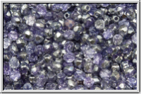 B�hm. Glasschliffperle, feuerpol., 3mm, crystal, trans., half apollo, tanzanite, 50 Stk.