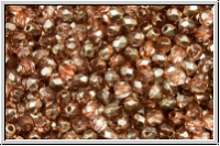 B�hm. Glasschliffperle, feuerpol., 3mm, crystal, trans., half apollo, bronze, 50 Stk.