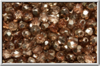 B�hm. Glasschliffperle, feuerpol., 4mm, crystal, trans., half apollo, bronze, 50 Stk.