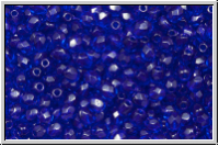 B�hm. Glasschliffperle, feuerpol., 3mm, cobalt, trans., 50 Stk.