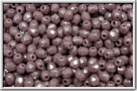 B�hm. Glasschliffperle, feuerpol., 3mm, lavender, dk., op., luster, 50 Stk.