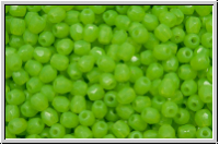 B�hm. Glasschliffperle, feuerpol., 3mm, lime green, alabaster, 50 Stk.