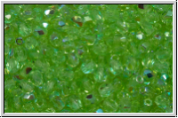 B�hm. Glasschliffperle, feuerpol., 3mm, peridot, lt., trans., AB, 50 Stk.