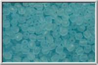 B�hm. Glasschliffperle, feuerpol., 3mm, aqua, lt., trans., matte, 50 Stk.