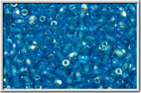 B�hm. Glasschliffperle, feuerpol., 3mm, capri blue, lt., trans., AB, 50 Stk.