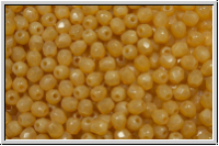 B�hm. Glasschliffperle, feuerpol., 3mm, caramel, opal, 50 Stk.