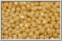 B�hm. Glasschliffperle, feuerpol., 3mm, ivory, op., luster, 50 Stk.