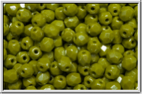 B�hm. Glasschliffperle, feuerpol., 4mm, olive, lt., op., luster, 50 Stk.