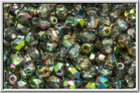 B�hm. Glasschliffperle, feuerpol., 4mm, crystal, trans., half vitrail, 50 Stk.