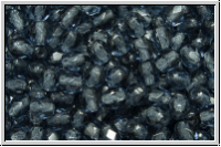 B�hm. Glasschliffperle, feuerpol., 4mm, montana, trans., 50 Stk.