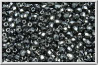 B�hm. Glasschliffperle, feuerpol., 3mm, black, op., full silver chrome, 50 Stk.
