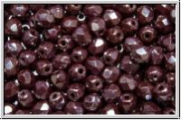 B�hm. Glasschliffperle, feuerpol., 4mm, garnet, lt., op., luster, 50 Stk.