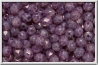 B�hm. Glasschliffperle, feuerpol., 4mm, white, opal, pink marbled, 50 Stk.