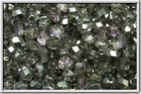 B�hm. Glasschliffperle, feuerpol., 4mm, crystal, trans., lt. vitrail, 50 Stk.