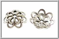 Perlenkappe "Double Flower", 14x4mm, antiksilberfb., Tibetsilber, 2 Stk.