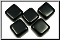 B�hm. Glasperle, Quadrat, diagonal gelocht, 11x11x4,4mm, black, op., 5 Stk.