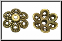 Perlenkappe "Kordelkranz", 12x3mm, antikmessingfb., Tibetsilber, 10 Stk.