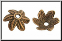 Perlenkappe "Blattkranz", 11x4mm, antikkupferfb., Tibetsilber, 10 Stk.