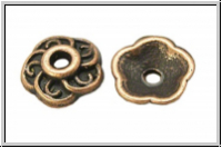 Perlenkappe "Overlapped", 9x3mm, antikkupferfb., Tibetsilber, 10 Stk.