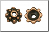Perlenkappe "Double Dots", 9x3mm, antikkupferfb., Tibetsilber, 10 Stk.