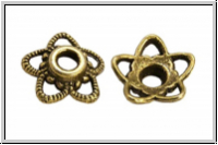 Perlenkappe "5-arcs", 11x4mm, antikmessingfb., Tibetsilber, 10 Stk.
