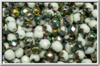 B�hm. Glasschliffperle, feuerpol., 4mm, white, op., half vitrail, 50 Stk.