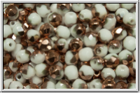 B�hm. Glasschliffperle, feuerpol., 4mm, white, op., half capri gold, 50 Stk.