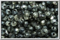 B�hm. Glasschliffperle, feuerpol., 4mm, dark grey, moonlight, 50 Stk.