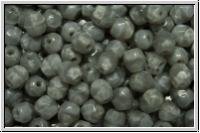 B�hm. Glasschliffperle, feuerpol., 4mm, light grey, moonlight, 50 Stk.
