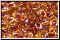 LMA-0363, MIYUKI Long Magatama, 4x7mm, topaz, lt., trans., dark pink-ld., 80 Stk.