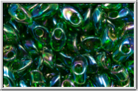 LMA-0179, MIYUKI Long Magatama, 4x7mm, green, trans., AB, 80 Stk.