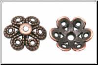 Perlenkappe "Kordelkranz", 12x3mm, antikkupferfb., Tibetsilber, 10 Stk.