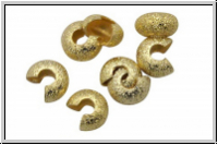 Kaschierperlen, "Crimp Cover", 3mm, diamantiert, goldfb., Metall, 10 Stk.