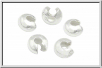 Kaschierperlen, "Crimp Cover", 4mm, glatt, silberfb., Messing, 10 Stk.
