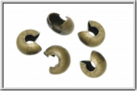 Kaschierperlen, "Crimp Cover", 4mm, glatt, antikmessingfb., Messing, 10 Stk.