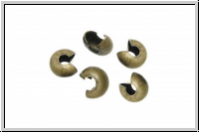 Kaschierperlen, "Crimp Cover", 3mm, glatt, antikmessingfb., Messing, 10 Stk.