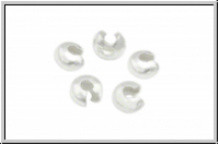 Kaschierperlen, "Crimp Cover", 3mm, glatt, silberfb., Messing, 10 Stk.