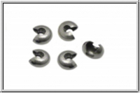 Kaschierperlen, "Crimp Cover", 3mm, glatt, hematitefb., Messing, 10 Stk.