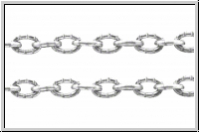 Gliederkette, oval, gerillt, 4x3mm, silberfb., Eisen, Preis/m