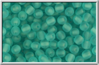 b�hm. Glasperle, rund, 4mm, turquoise, dk., trans., matte, 50 Stk.