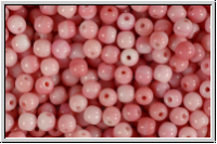 b�hm. Glasperle, rund, 4mm, rose, lt., op., marbled, 50 Stk.