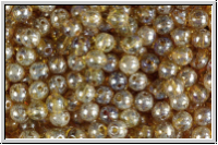 b�hm. Glasperle, rund, 4mm, topaz, lt., trans., silver picasso, 50 Stk.