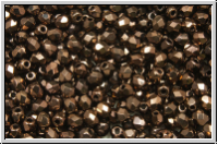B�hm. Glasschliffperle, feuerpol., 3mm, chocolate, met., 50 Stk.