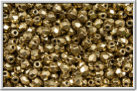B�hm. Glasschliffperle, feuerpol., 3mm, 24kt goldbronze, met., 50 Stk.