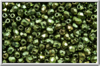 B�hm. Glasschliffperle, feuerpol., 3mm, green, met., 50 Stk.
