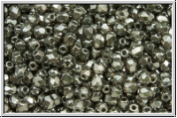 B�hm. Glasschliffperle, feuerpol., 3mm, crystal, trans., full chrome, 50 Stk.