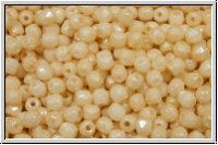 B�hm. Glasschliffperle, feuerpol., 3mm, white, op., champagne luster, 50 Stk.