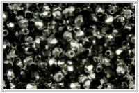 B�hm. Glasschliffperle, feuerpol., 3mm, black, op., half silver, 50 Stk.