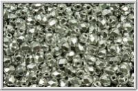 B�hm. Glasschliffperle, feuerpol., 2mm, crystal, trans., full silver, 50 Stk.