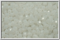 B�hm. Glasschliffperle, feuerpol., 3mm, white, opal, 50 Stk.